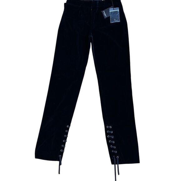 NWT Yves Saint Laurent Black Velvet Lace-Up Pants Runway Tom Ford F/W 2001 - Picture 2 of 14